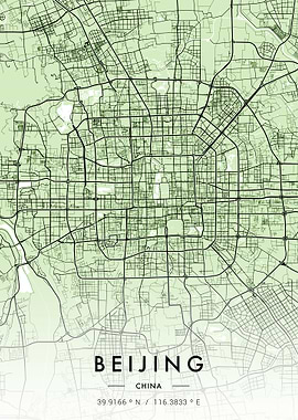 Beijing City Map Green