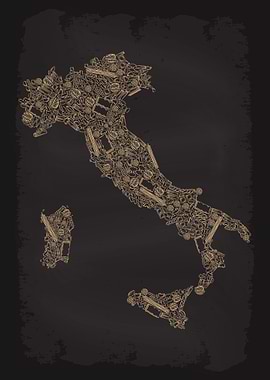 Italy Map Pasta