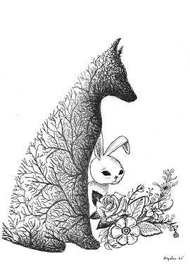 Surreal dog and bunny