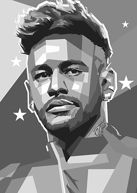 Neymar black and white art
