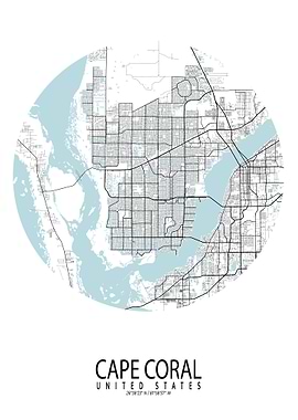Cape Coral City Map Circle