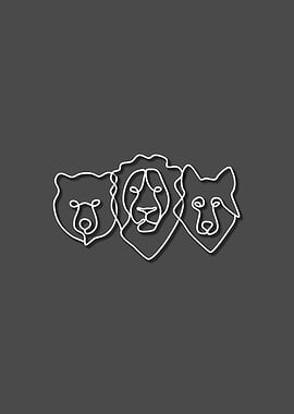 Lion bear wolf head lin