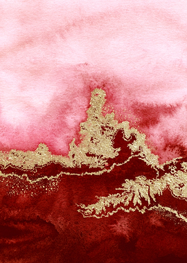 Red Gold Abstract 06