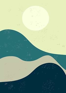 Moon and Mountain Art Work