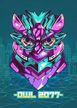 Mecha Owl Teal And Purple