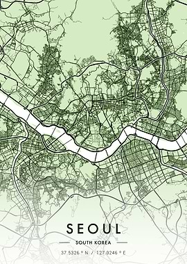 Seoul City Map Green