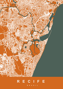 Recife Map Art Brasil