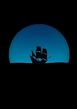 Blue moon with a boat