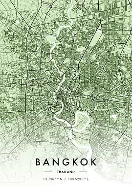 Bangkok City Map Green