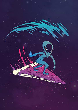 Alien Pizza Surfer