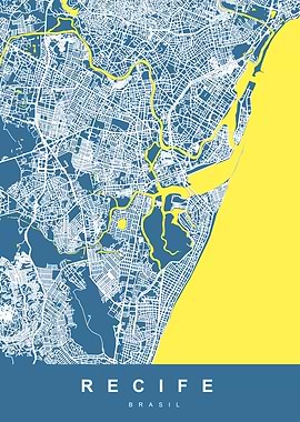 Recife Map Art Brasil