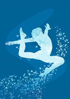 Gymnist in Blue Watercolor