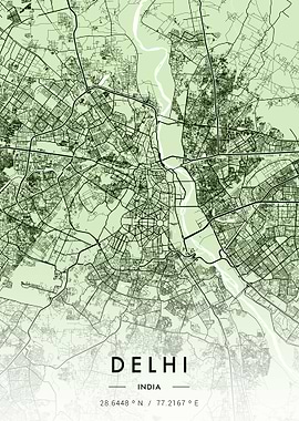 Delhi City Map Green