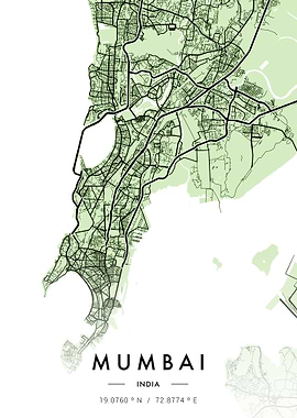 Mumbai City Map Green