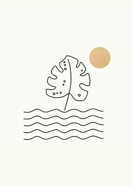 Abstract monstera line