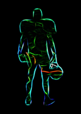 Rugby silhouette in neon