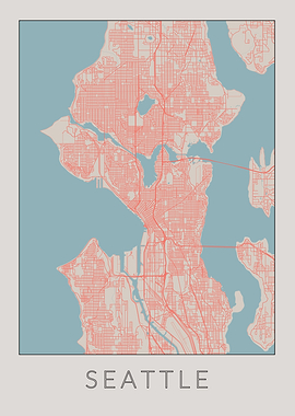 Seattle Vintage Map
