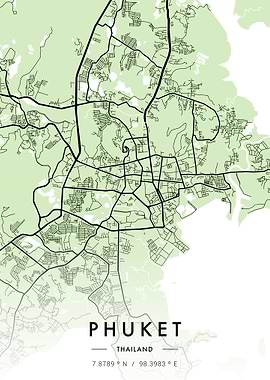 Phuket City Map Green
