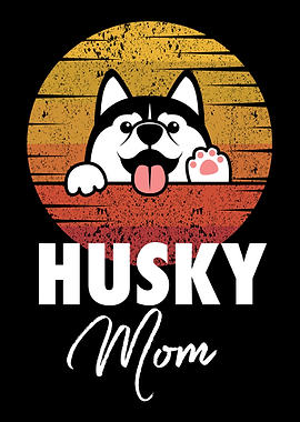Retro Husky Mom Husky Gift