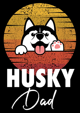 Retro Husky Dad Husky Gift