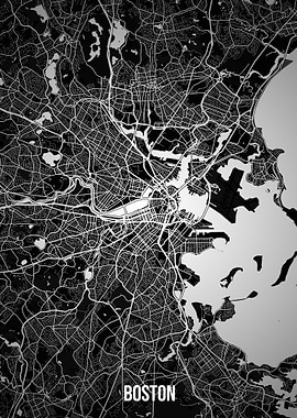 Boston dark map