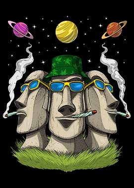 Hippie Stoner Moai Heads