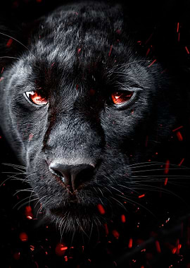Black panther on fire