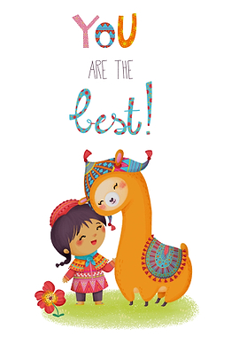 little girl and llama