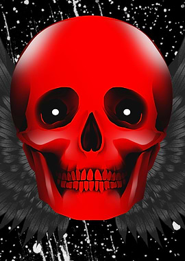Red skull with wings