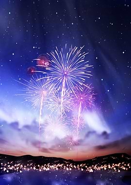 Fireworks starry sky