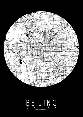 Beijing City Map Full Moon
