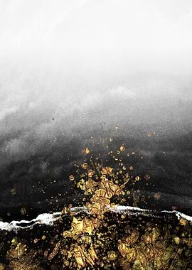 Black and gold volcano