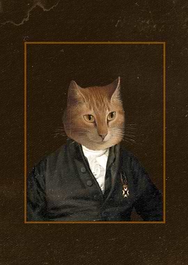 Funny Vintage Cat Portrait