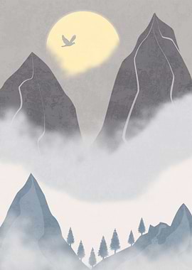 Mountains in the fog