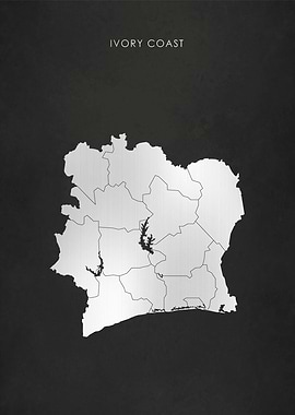 Silver Ivory Coast Map