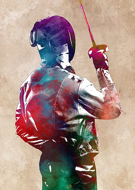 Fencing sport art