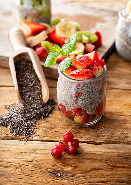 strawberry in chia pudding