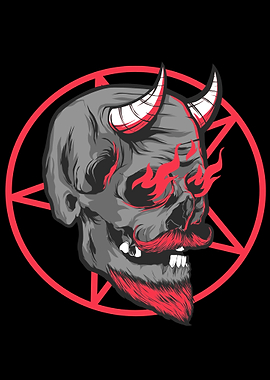 Skull with horns and beard