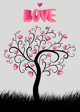 Love Tree with hearts