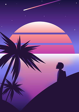 Retrowave Space Sunset