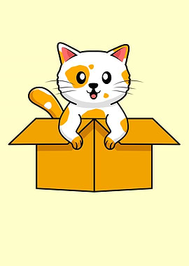 Cute Cat In Cardboard Box