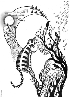 Surreal Tree Woman Moon