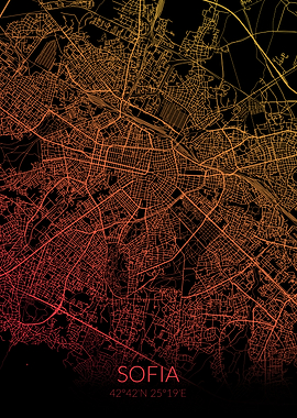 Sofia Map Black Orange