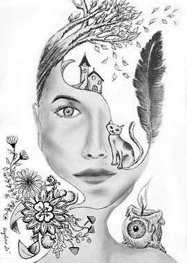 Woman tree floral surreal