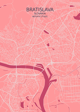 Bratislava Pink Rose Map