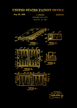 18 Backgammon Set Patent