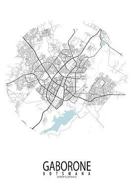 Gaborone City Map Circle