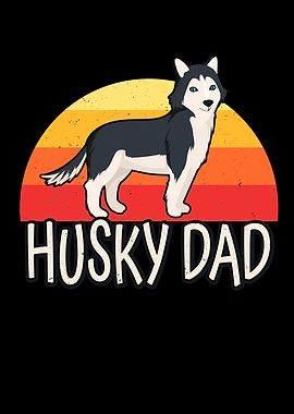 Siberian Husky Dad Retro