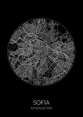 Sofia City Map Black