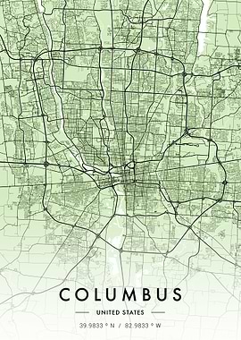 Columbus City Map Green
